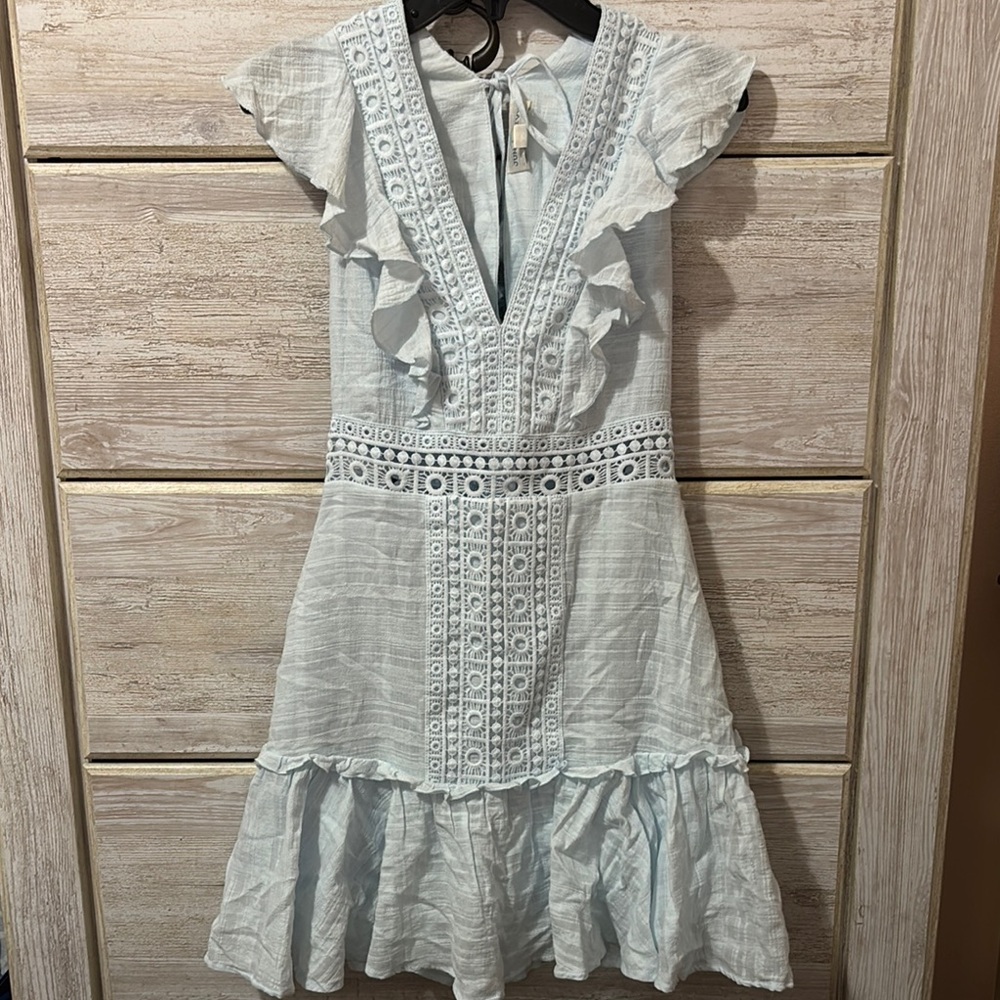 Jun and Ivy Ruffled Sundress- Light Blue